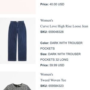 Abercrombie & Fitch Women's High Rise Loose Jeans. Size 32 Long (curve love)